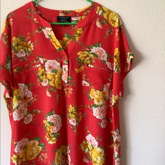 NEW Floral Print Beautiful TOPS Gorgeous Red Orange and Yellow Floral Prints. - Picture 4 of 6
